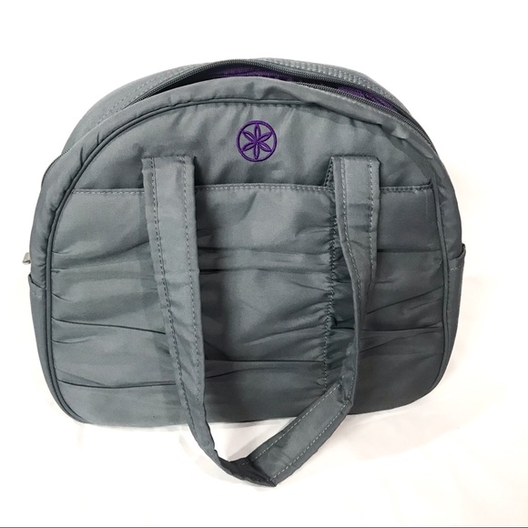 GAIAM Handbags - NWOT - Gaiam gray & purple yoga bag with mat strap